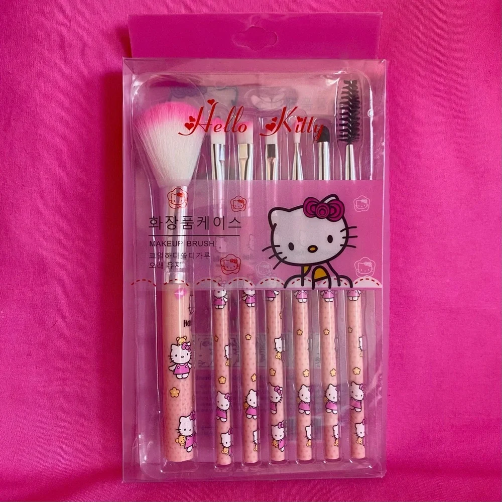 Hello Kitty Makeup Pink Brush Set Sanrio Ombré Tips Girly Y2K NEW